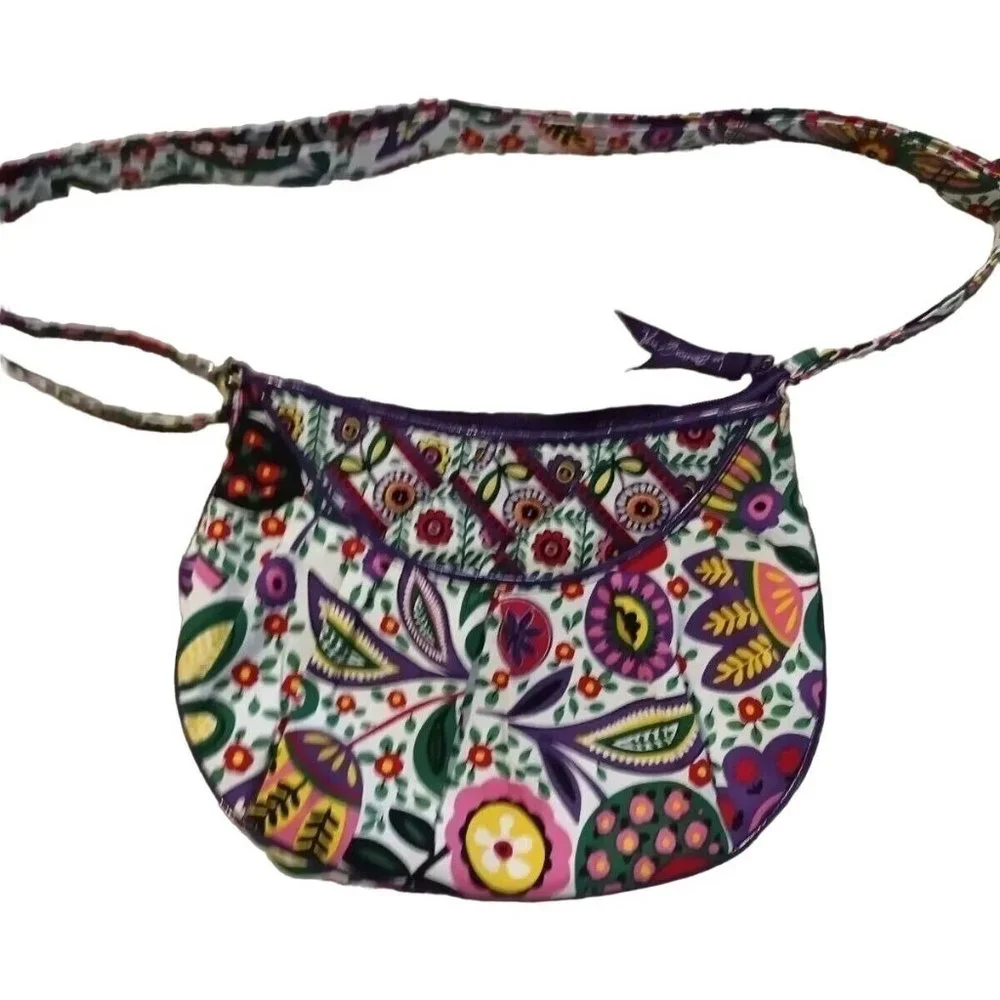 Vera Bradley Crossbody Bag Purse Handbag "Viva La Vera" Green Pink Purple - Picture 1 of 4